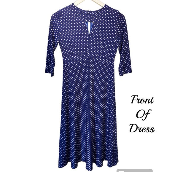 NWT Lindy Bop 'Josie' Classy 40's, 50's style Polka Dot Royal Blue & White Dress - Picture 5 of 10